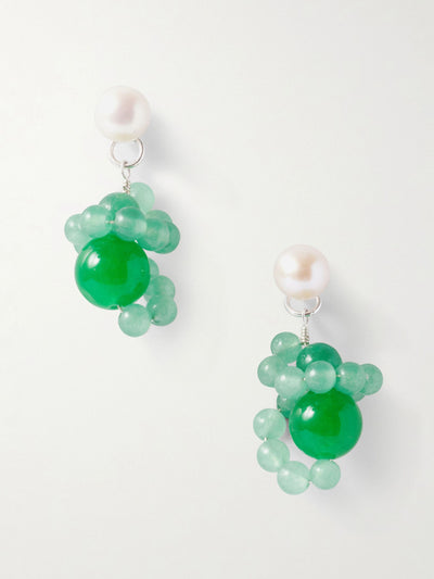 Completedworks Recycled silver, pearl and beaded earrings at Collagerie