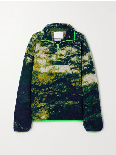 Conner Ives Printed fleece half-zip sweater at Collagerie