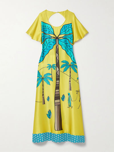 Cristiano Marcheli Brigitte open-back printed silk-satin maxi dress at Collagerie