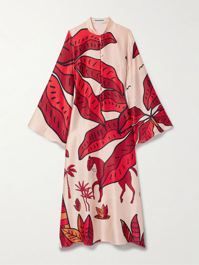 Cristiano Marcheli Jane printed silk-blend satin kaftan at Collagerie