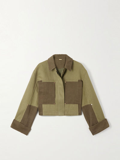 Cult Gaia Anders cropped two-tone hemp and cotton-blend twill jacket at Collagerie