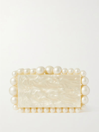 Cult Gaia Eos beaded marbled acrylic clutch bag at Collagerie