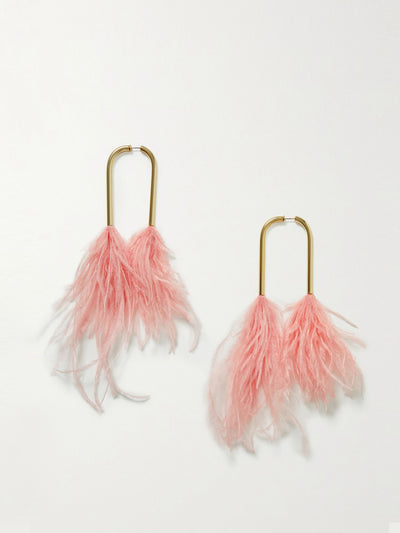 Cult Gaia Gold-tone feather earrings at Collagerie