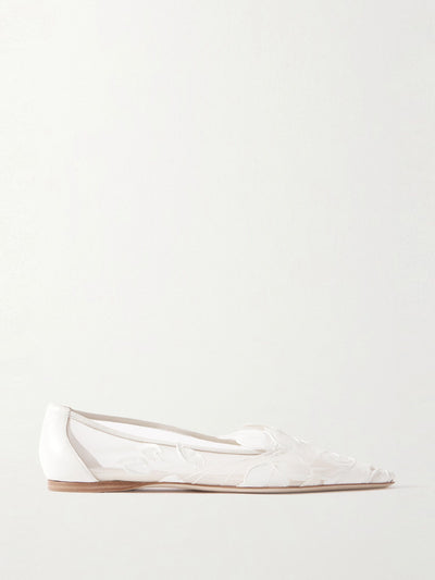 Danielle Frankel Beatrice leather-trimmed appliquéd mesh point-toe flats at Collagerie