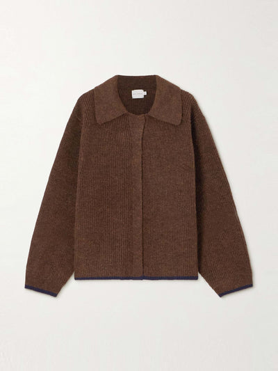 Deiji Studios Two-tone recycled ribbed-knit cardigan at Collagerie