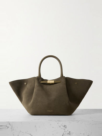 Demellier New York leather-trimmed suede tote at Collagerie