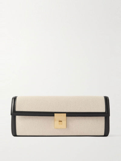 Demellier Paris leather-trimmed canvas clutch at Collagerie