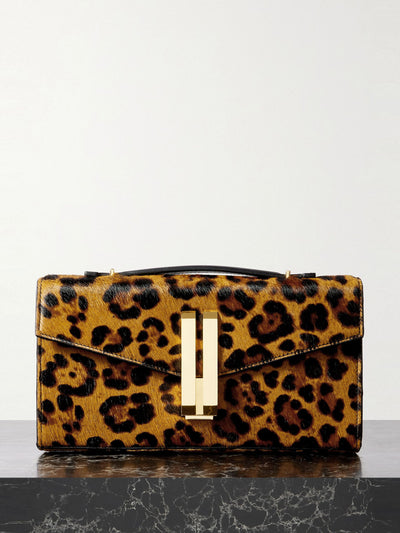 Demellier Vancouver leopard-print calf hair clutch at Collagerie