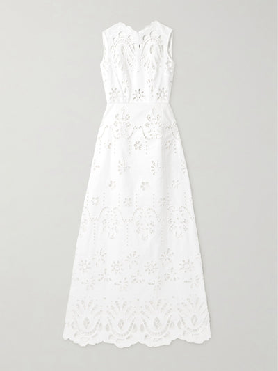 Dolce & Gabbana Broderie anglaise cotton-poplin maxi dress at Collagerie