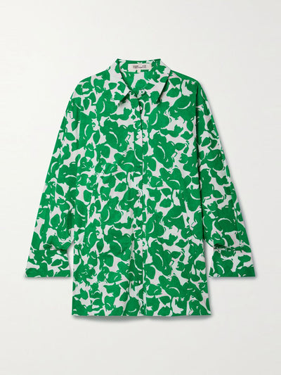 Diane Von Furstenberg Green and white oversized shirt at Collagerie