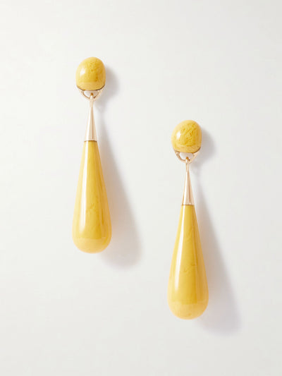 Dinosaur Designs Dew Drop large gold-tone resin earrings at Collagerie