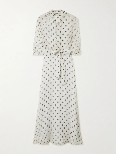 Dodo Bar Or Titi polka-dot plissé silk-georgette maxi dress at Collagerie