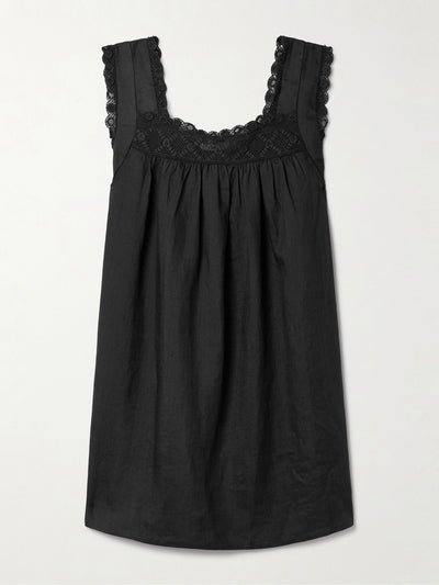 Dôen Almadia crochet-trimmed ramie mini dress at Collagerie