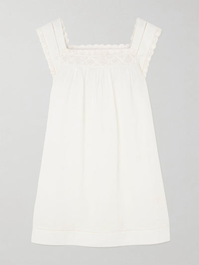 Dôen Almadia crochet-trimmed ramie mini dress at Collagerie