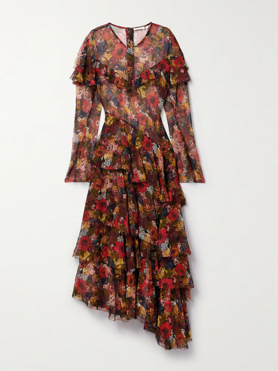 Dôen Ruffled floral-print midi dress at Collagerie