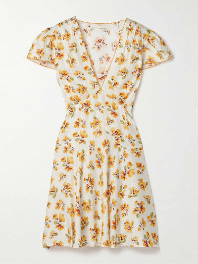 Dôen Dianne floral-print silk-blend twill mini dress at Collagerie