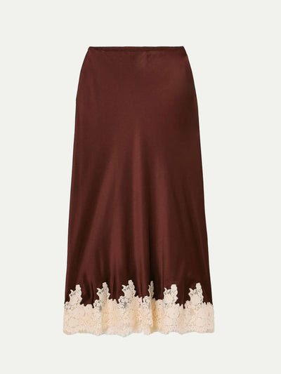 Dôen Elowen lace-trimmed silk-charmeuse midi skirt at Collagerie