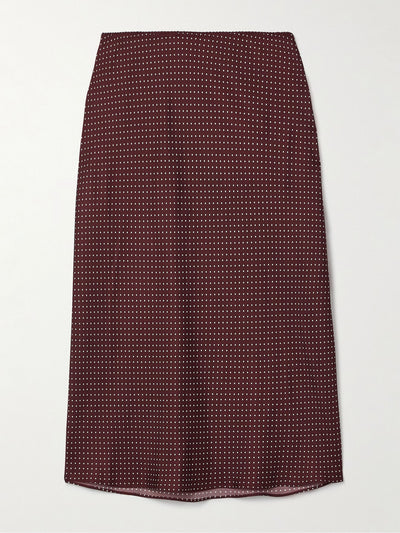 Dôen Elowette polka-dot silk-blend twill midi skirt at Collagerie