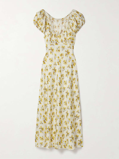 Dôen Florencia floral-print silk-blend midi dress at Collagerie