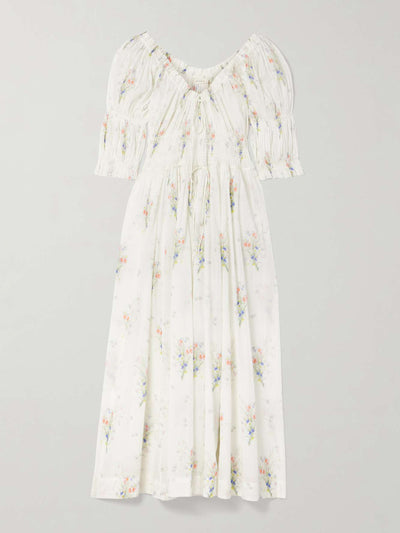 Dôen Ischia floral-print organic cotton-voile midi dress at Collagerie