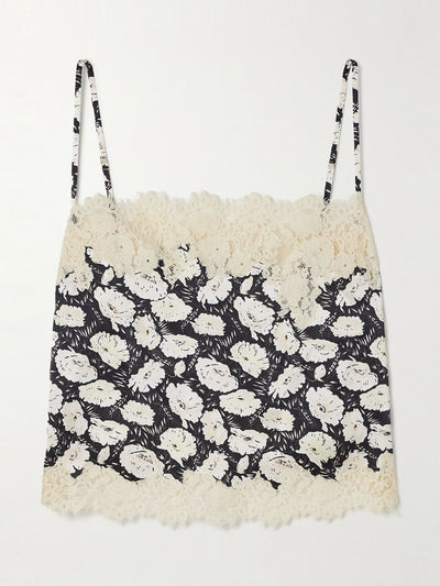 Dôen Loure lace-trimmed floral-print silk-satin camisole at Collagerie