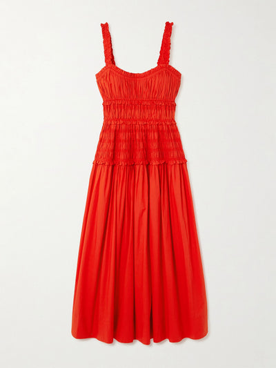 Dôen Marianne shirred cotton-poplin midi dress at Collagerie