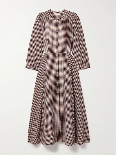 Dôen Marielle checked organic cotton-flannel midi dress at Collagerie