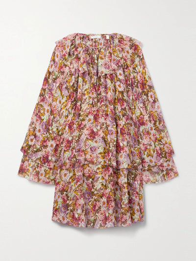 Doen Tiered ruffled floral print mini dress at Collagerie