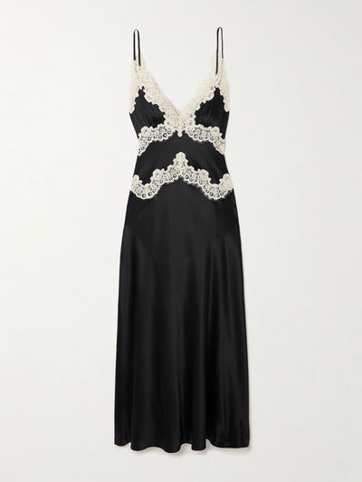 Dôen Obelia corded lace-trimmed silk-satin midi dress at Collagerie