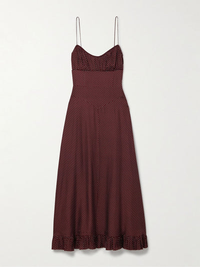 Dôen Rosaria gathered polka-dot silk-blend midi dress at Collagerie