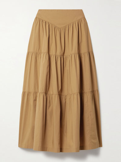 Dôen Sanremo tiered organic cotton-poplin midi skirt at Collagerie