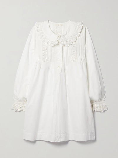 Dôen Scalloped organic broderie anglaise cotton-poplin mini dress at Collagerie