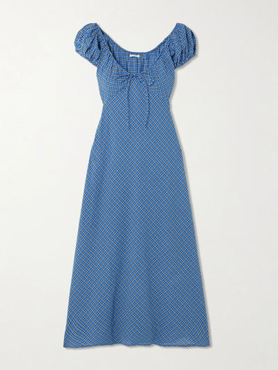 Dôen Sofia checked organic cotton-voile midi dress at Collagerie