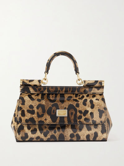 Dolce & Gabbana Sicily small leopard-print patent-leather tote at Collagerie