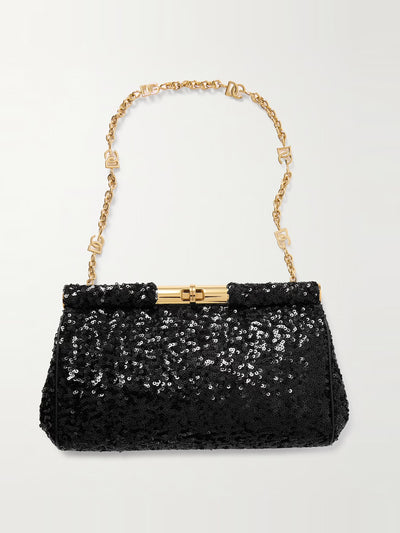 Dolce & Gabbana Marlene sequin-embellished leather shoulder bag at Collagerie