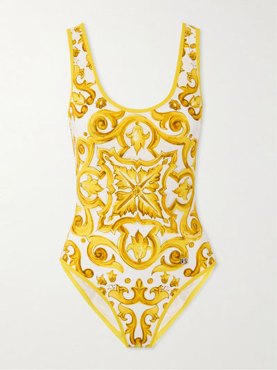 Dolce & Gabbana Maiolica printed swimsuit at Collagerie