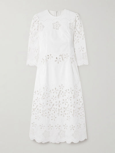 Dolce & Gabbana Scalloped broderie anglaise cotton-poplin midi dress at Collagerie