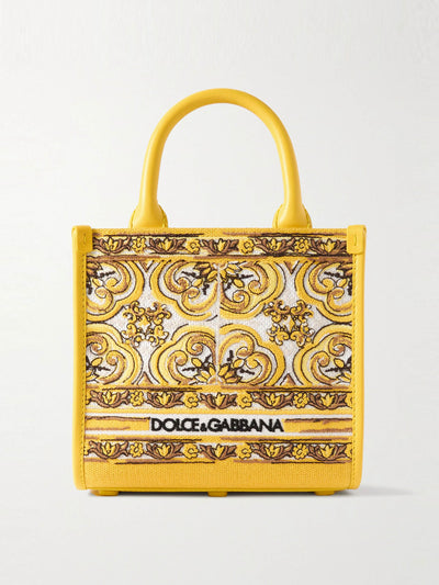 Dolce & Gabbana DG Daily small leather-trimmed canvas-jacquard tote bag at Collagerie