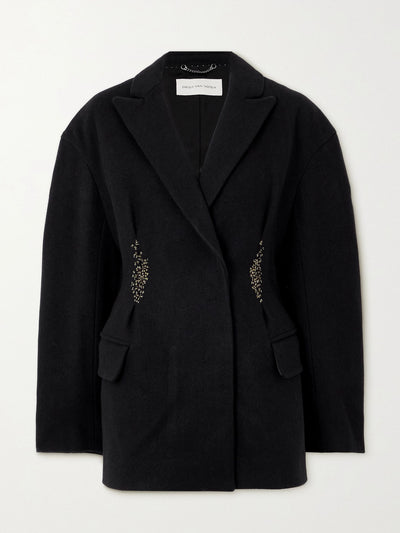 Dries Van Noten Bead-embellished embroidered wool blazer at Collagerie