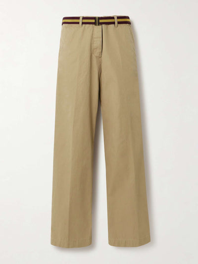 Dries Van Noten Belted cotton-twill straight-leg pants at Collagerie
