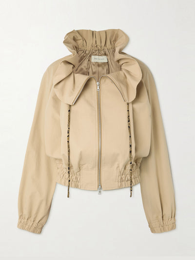 Dries Van Noten Cropped ruffled cotton-canvas jacket at Collagerie