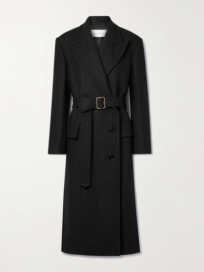 Dries Van Noten Double-breasted belted wool-blend twill coat at Collagerie