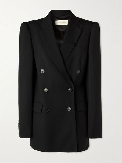 Dries Van Noten Double-breasted wool and mohair-blend twill blazer at Collagerie