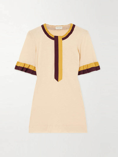 Dries Van Noten Happy Tape ruffled grosgrain-trimmed cotton-jersey T-shirt at Collagerie