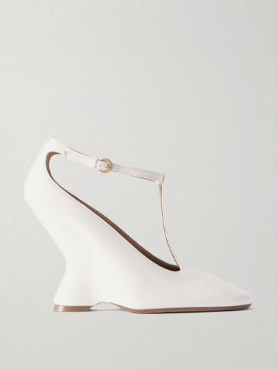 Dries Van Noten Leather Mary Jane wedge pumps at Collagerie