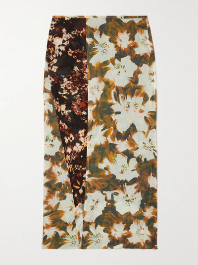 Dries Van Noten Paneled floral-print silk-blend midi wrap skirt at Collagerie
