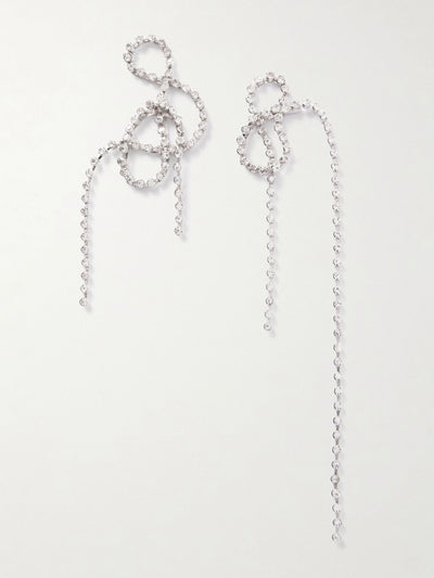 Dries Van Noten Silver-tone crystal earrings at Collagerie