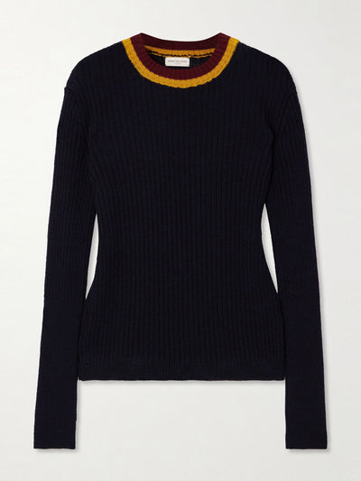 Dries Van Noten Striped ribbed wool-blend sweater at Collagerie