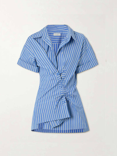 Dries Van Noten Striped lace-up cotton-poplin shirt at Collagerie