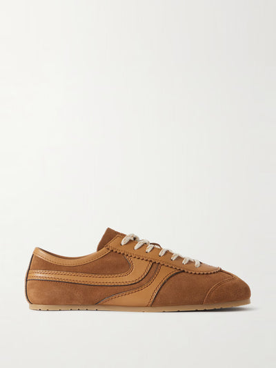 Dries Van Noten Leather-trimmed suede sneakers at Collagerie